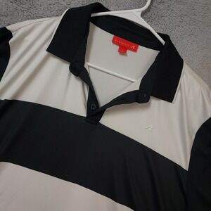 Redvanly Polo Shirt Mens Large Calabasas Country Club Striped Golf White Black L